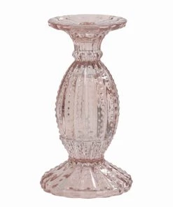 Light & Living Light Pink Tall Glass Candle Holder