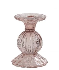 Light & Living Light Pink Glass Candle Holder Candles & Home Fragrance