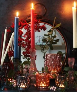 Light & Living Textured Glass Candleholder- Petrol Candles & Home Fragrance