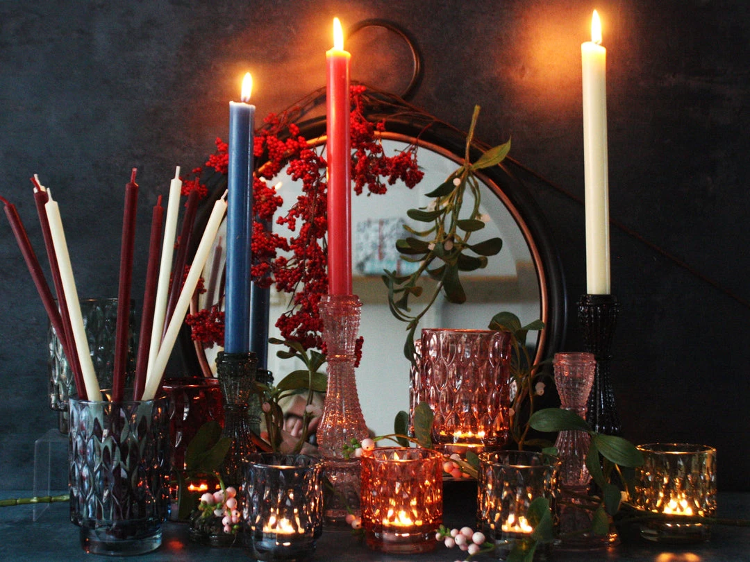 Light & Living Textured Glass Candleholder- Petrol Candles & Home Fragrance 2 Light & Living Textured Glass Candleholder- Petrol Candles & Home Fragrance