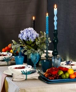 Graziani Barley Twist Lacquered Candle - Turquoise Accessories