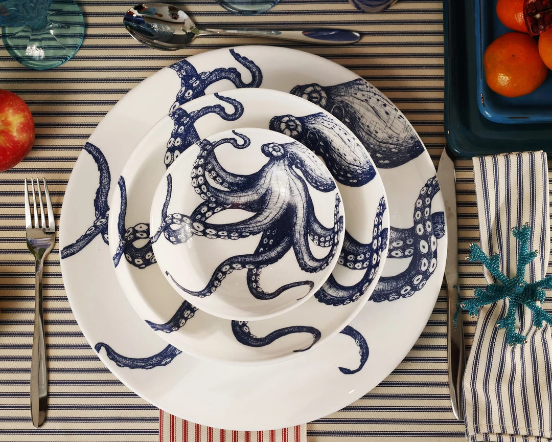 Fegg Hayes Kitchen & Dining Large Bone China Octopus Dinner Plate 4 Fegg Hayes Kitchen & Dining Large Bone China Octopus Dinner Plate