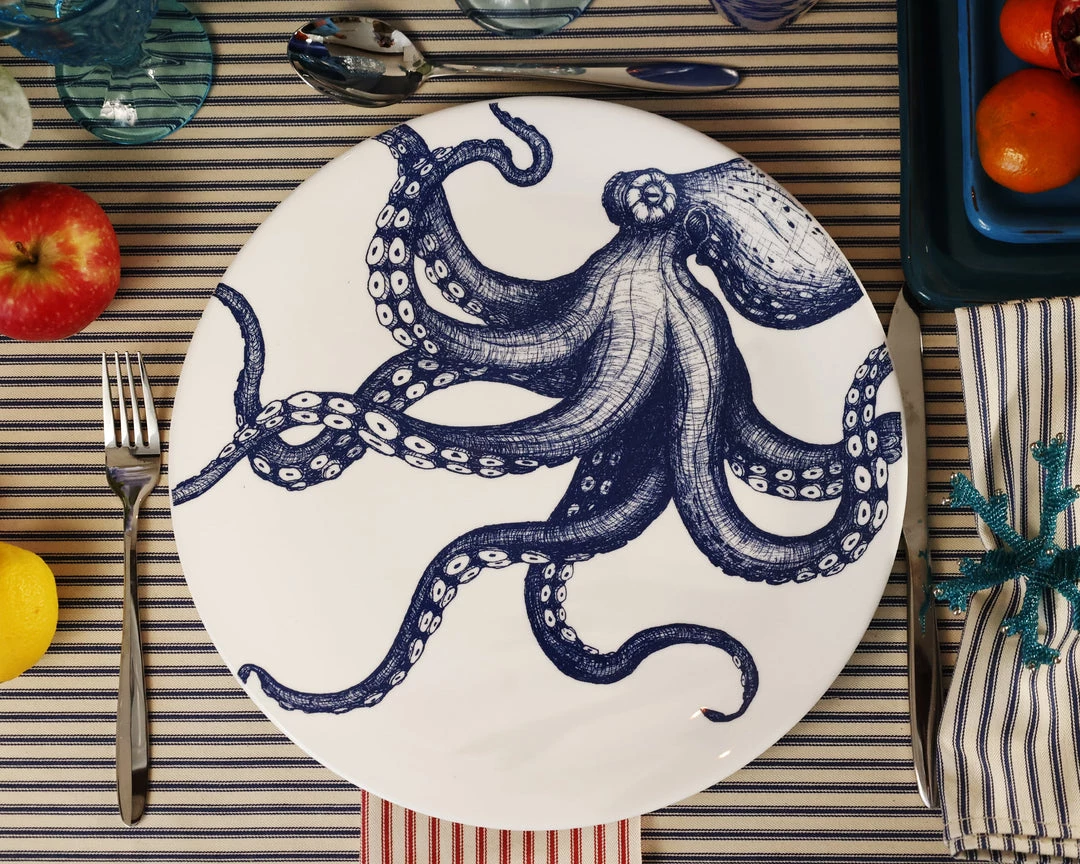 Fegg Hayes Kitchen & Dining Large Bone China Octopus Dinner Plate 5 Fegg Hayes Kitchen & Dining Large Bone China Octopus Dinner Plate