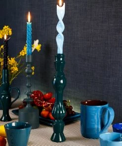 Graziani Twisted Lacquered Candle - Light Blue Accessories 13 Graziani Twisted Lacquered Candle - Light Blue Accessories