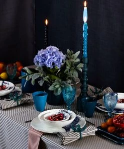 Graziani Accessories Barley Twist Lacquered Candle - Blue