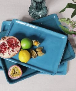Argile Et Couleurs Provencal Ceramic Serving Tray In Provencal Blue Kitchen & Dining