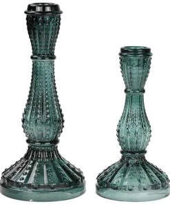 Light & Living Textured Glass Candleholder- Petrol Candles & Home Fragrance