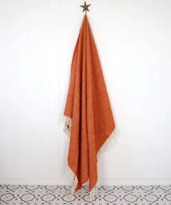 KLIPPAN Twister Orange Lambs Wool Throw Homeware