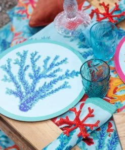 Magic Textiles Kitchen & Dining Set Of 4 Coral Rays Napkins On Organic Linen