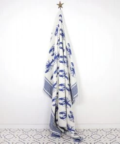 John Spencer Reversible Lobster Throw - Deep Blue & Ecru Homeware