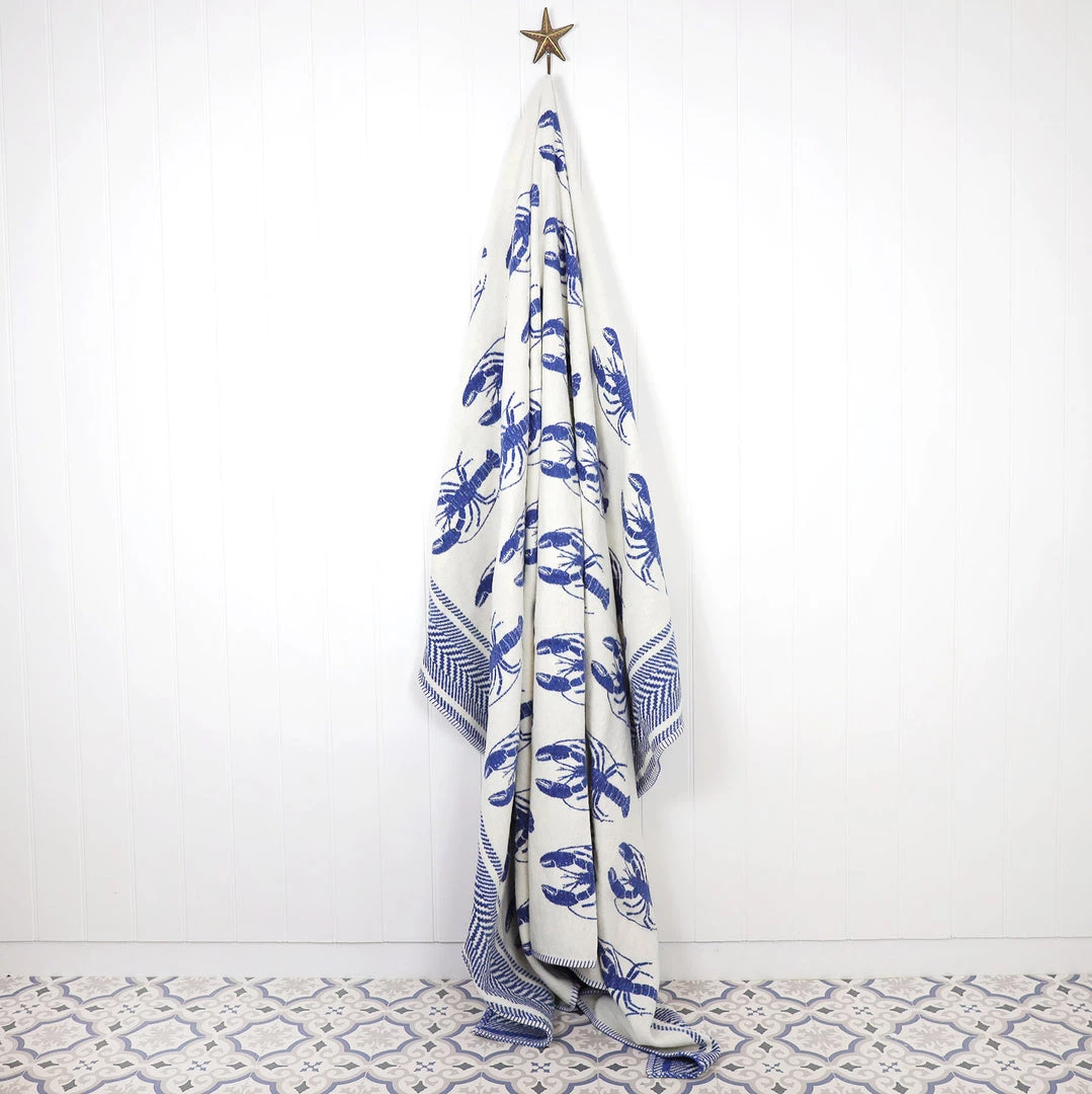 John Spencer Reversible Lobster Throw - Deep Blue & Ecru Homeware 1 John Spencer Reversible Lobster Throw - Deep Blue & Ecru Homeware