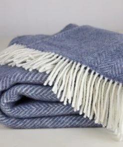 John Hanly Oversized Cashmere Throw Denim Cream