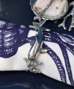 Detail Products Pewter Dolphin Napkin Ring Set Kitchen & Dining