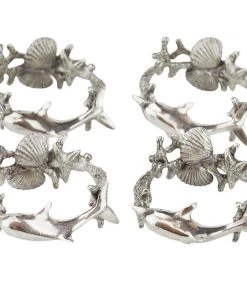 Detail Products Pewter Dolphin Napkin Ring Set Kitchen & Dining