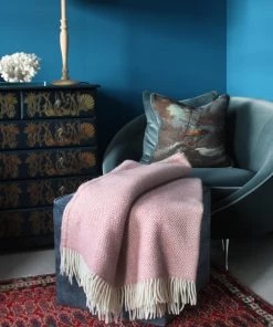 Tweedmill Soft Pink And Cream Pure New Wool Throw Homeware