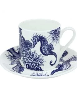 Fegg Hayes Kitchen & Dining Bone China Seahorse Espresso Cup & Saucer