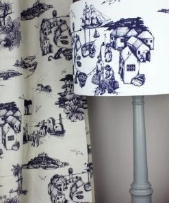 Magic Textiles Cornish Toile Design Linen Fabric - Off White