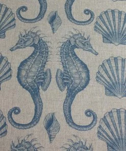 Magic Textiles Seahorse Organic Linen Fabric - Cornish Blue On Natural Homeware 5 Magic Textiles Seahorse Organic Linen Fabric - Cornish Blue On Natural Homeware