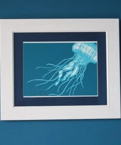 Cream Cornwall Wall Decor Jellyfish Art Print In Turquoise And Blue In Three Sizes - A2, A3 And A4 7 Cream Cornwall Wall Decor Jellyfish Art Print In Turquoise And Blue In Three Sizes - A2, A3 And A4