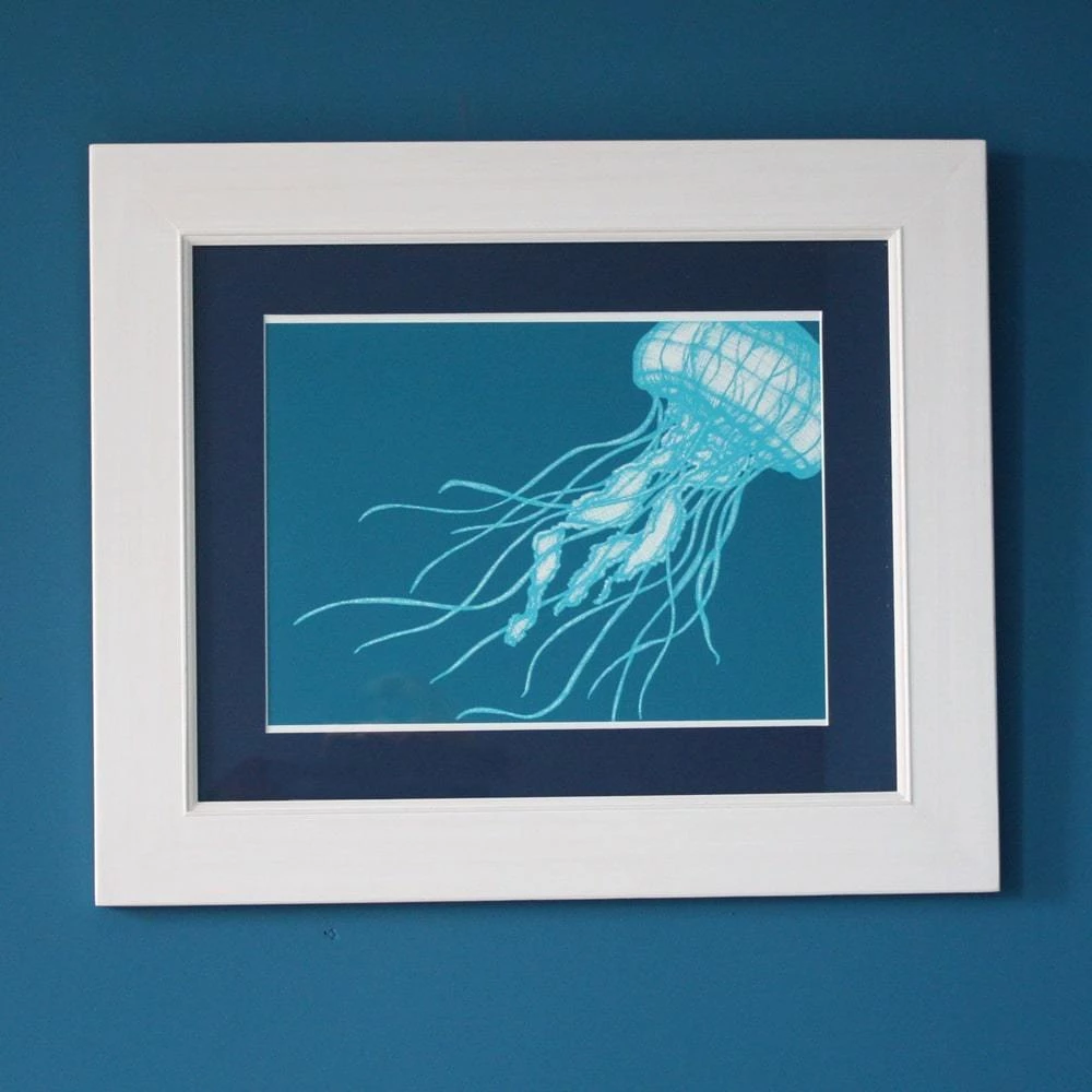 Cream Cornwall Wall Decor Jellyfish Art Print In Turquoise And Blue In Three Sizes - A2, A3 And A4 3 Cream Cornwall Wall Decor Jellyfish Art Print In Turquoise And Blue In Three Sizes - A2, A3 And A4
