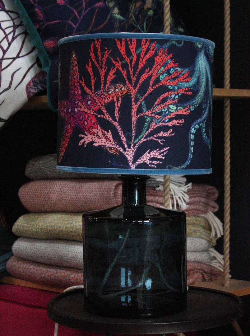 Jarapa Gillan Recycled Glass Lamp Base In Petrol Blue 2 Jarapa Gillan Recycled Glass Lamp Base In Petrol Blue