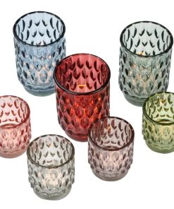 Light & Living Candles & Home Fragrance Textured Glass Tea Lights-Coral 9 Light & Living Candles & Home Fragrance Textured Glass Tea Lights-Coral