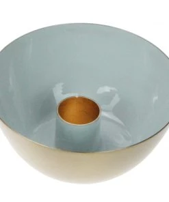 Light & Living Candles & Home Fragrance Aqua & Gold Candle Holder