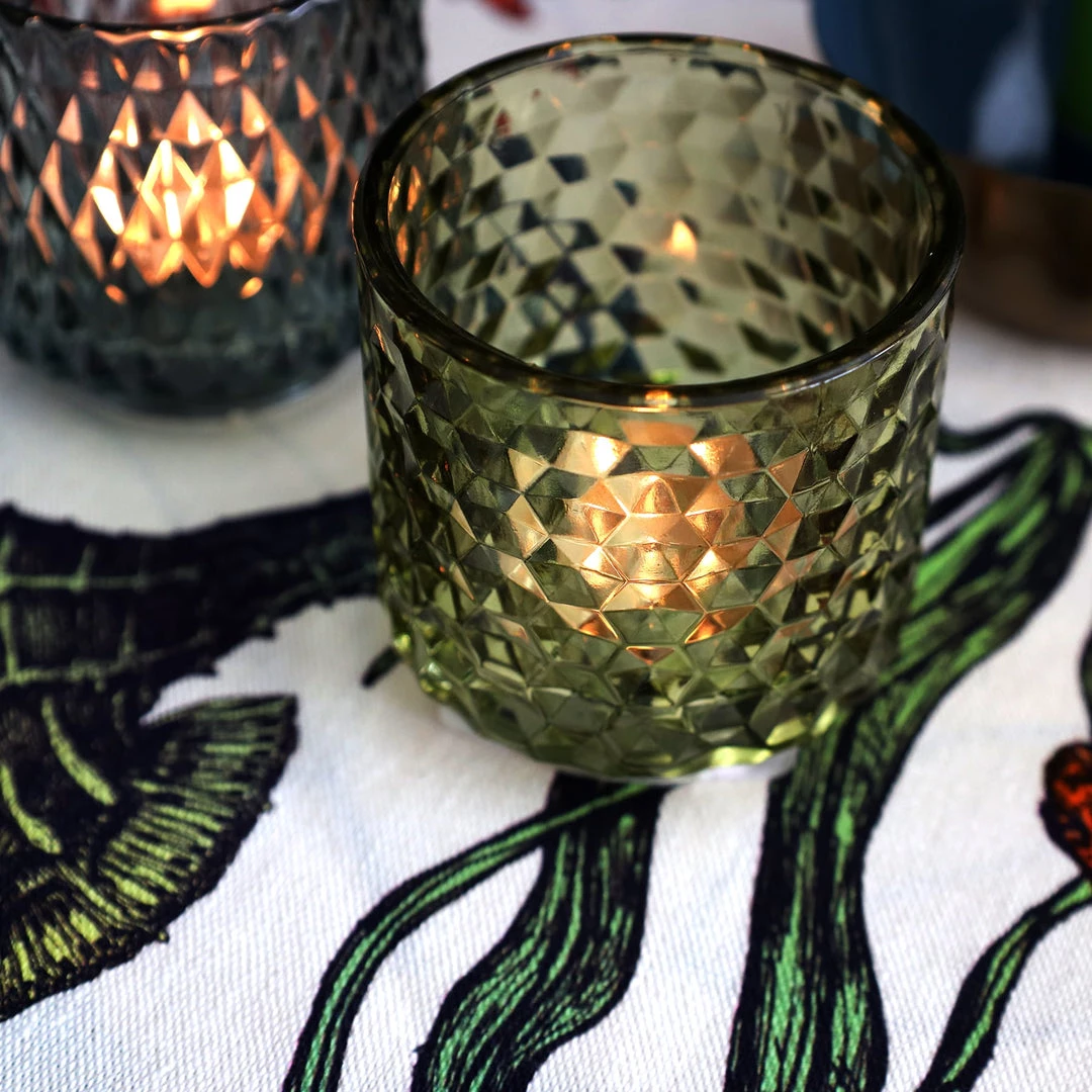 Light & Living Set Of Three Glass Tea Lights-Ginger/Dark Green/Olive Green 2 Light & Living Set Of Three Glass Tea Lights-Ginger/Dark Green/Olive Green