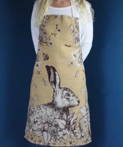 Magic Textiles Linen And Cotton Apron With Hare Design