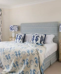 Cream Cornwall Marine Blue On White Jellyfish Lampshade