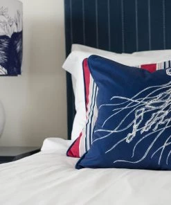 Magic Textiles Jellyfish Velvet Cushion Cover - White On Marine Blue