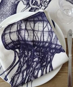 Magic Textiles Jellyfish Napkin On Off White Organic Linen Kitchen & Dining