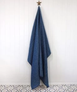 KLIPPAN Pebble Petrol Blue Lambs Wool Throw Homeware