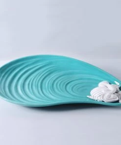 Edelweiss Large Mussel Tray With Shells In Blue