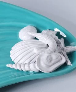 Edelweiss Large Mussel Tray With Shells In Blue 6 Edelweiss Large Mussel Tray With Shells In Blue