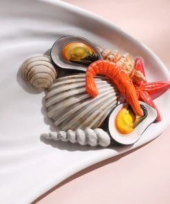 Edelweiss Large Mussel Tray With Shells In White New Arrivals