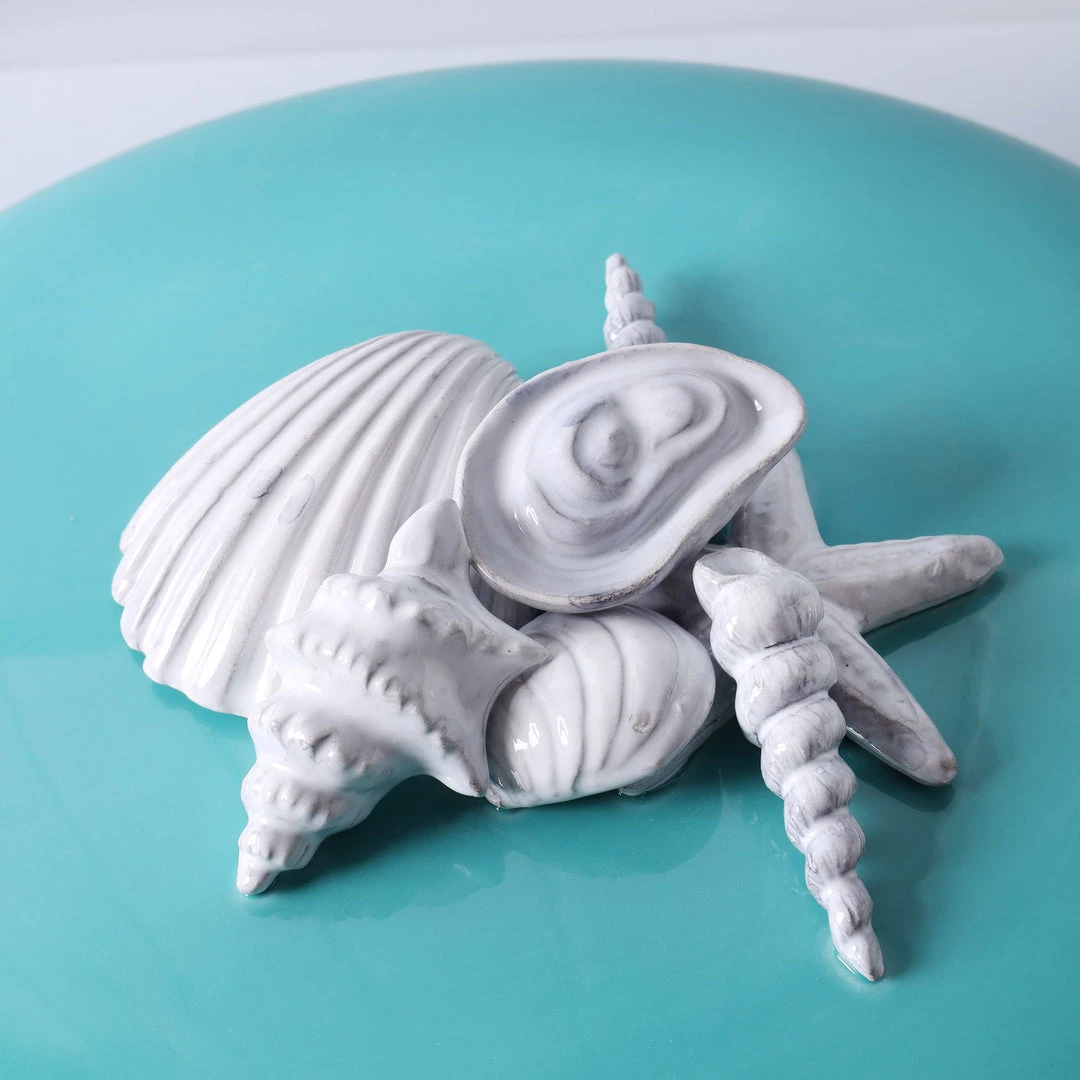 Edelweiss Large Ceramic Seashell Serving Bowl With Lid In Blue New Arrivals 4 Edelweiss Large Ceramic Seashell Serving Bowl With Lid In Blue New Arrivals