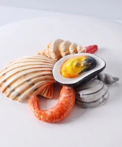 Edelweiss Large Ceramic Seashell Serving Bowl With Lid In White