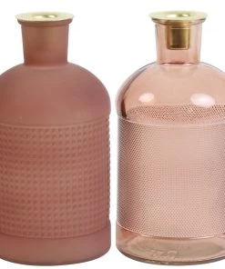 Light & Living Red Glass Bottle Candle Holder Candles & Home Fragrance