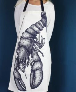 Magic Textiles Blue And White Printed Cotton Apron With Lobster Design Kitchen & Dining