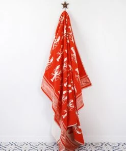 John Spencer Homeware Reversible Lobster Throw - Orange & Ecru