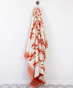 John Spencer Homeware Reversible Lobster Throw - Orange & Ecru