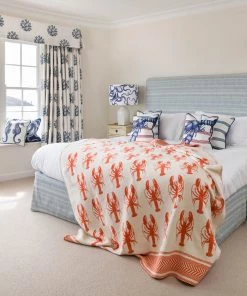John Spencer Homeware Reversible Lobster Throw - Orange & Ecru
