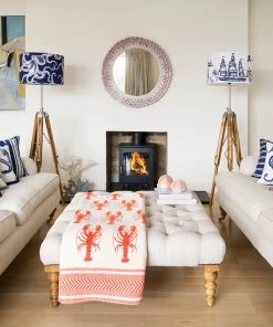 John Spencer Homeware Reversible Lobster Throw - Orange & Ecru