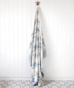 John Spencer Homeware Reversible Lobster Throw - Soft Blue & Ecru