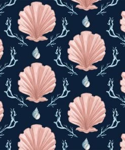 Magic Textiles Homeware Manderley Pink Linen Fabric - Ink Blue