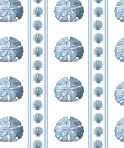 Magic Textiles New Arrivals Sand Dollar Shell Stripe Fabric On Off-White