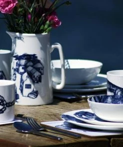 Impact China Blue And White Bone China Mug With Mackerel Design Kitchen & Dining