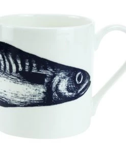 Impact China Blue And White Bone China Mug With Mackerel Design Kitchen & Dining