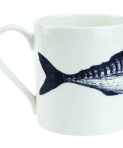 Impact China Blue And White Bone China Mug With Mackerel Design Kitchen & Dining